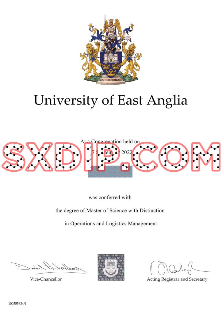 英国东英吉利大学毕业证书